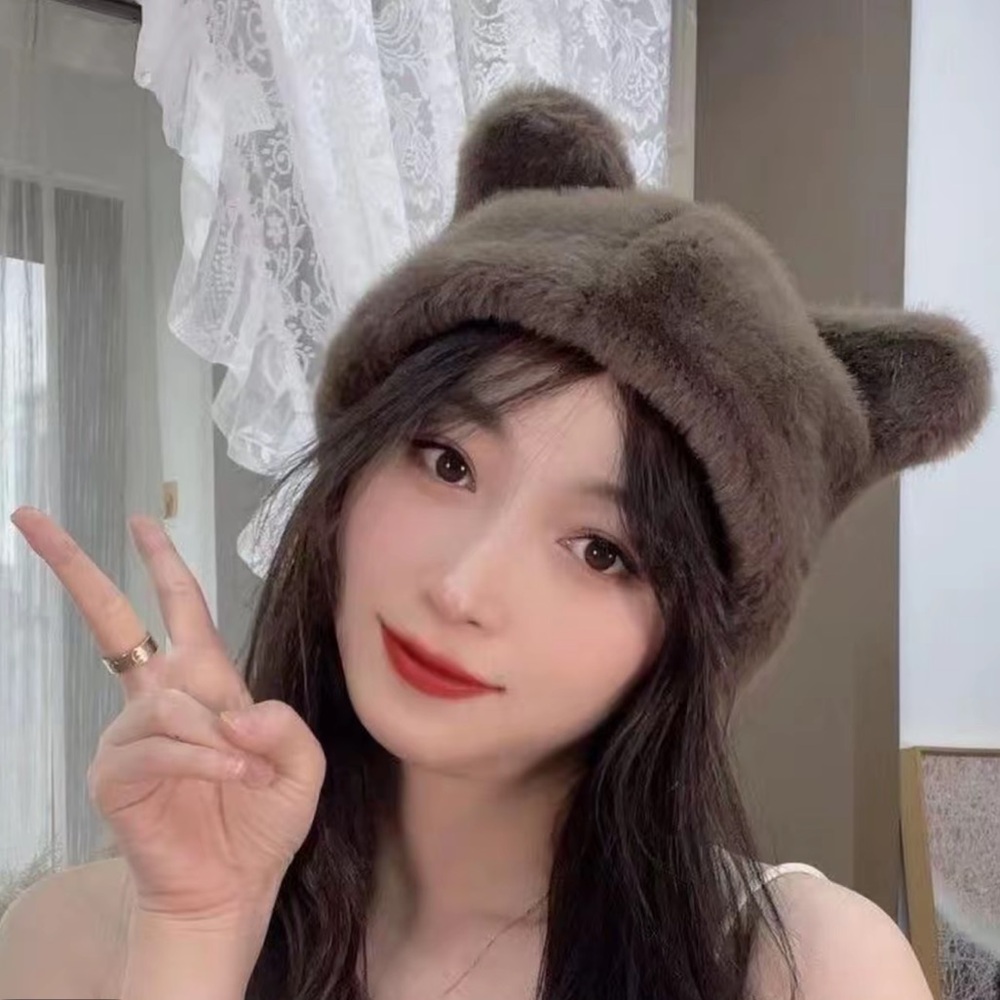 Brown Faux Fur Beret